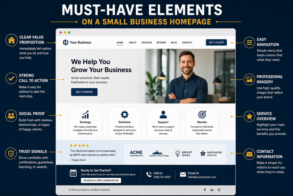 must-have elements on a small business homepage